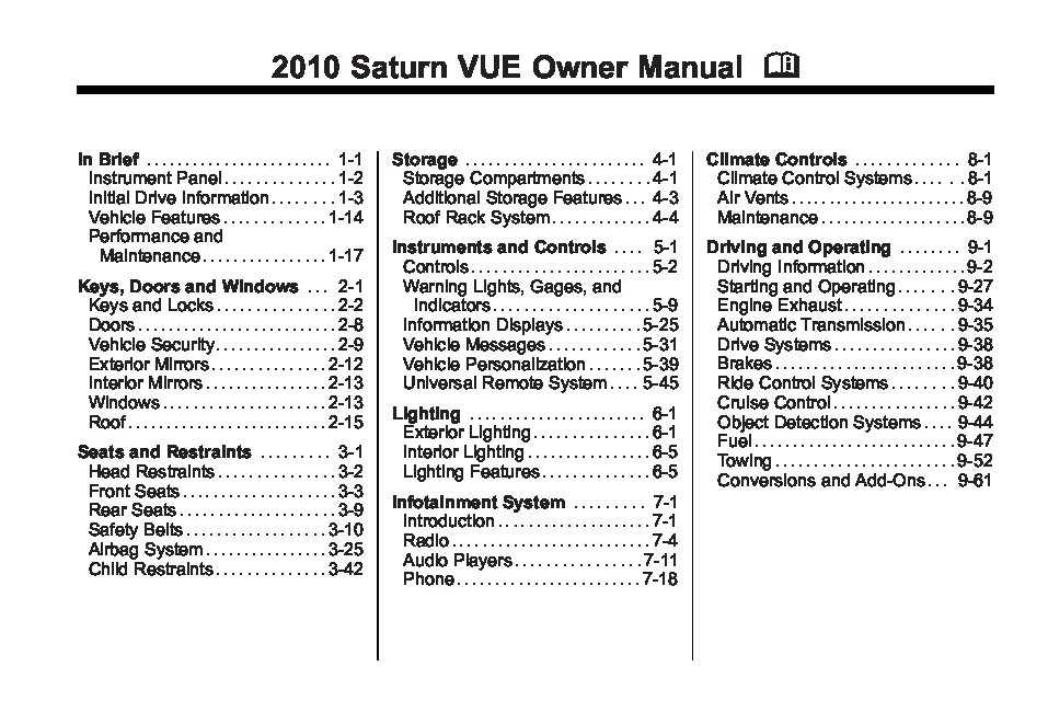 Owners manual 2003 saturn vue